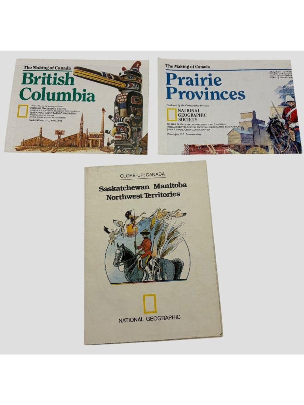 National Geographic Canada Maps Lot 3 British Columbia Prairie Provinces 1979-94